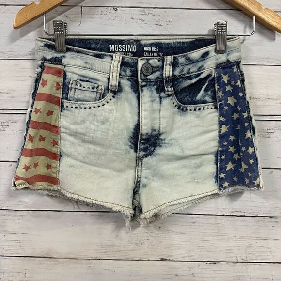 Mossimo USA Flag High Rise Shorts - Picture 1 of 5